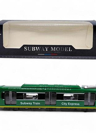 Поезд метро игрушка зелёный поезд метро со светом subway model для детей реалистичный дизайн 3+