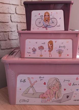 Комплект контейнерів "smart box" алеана з декором girl _ дівчата 3 шт