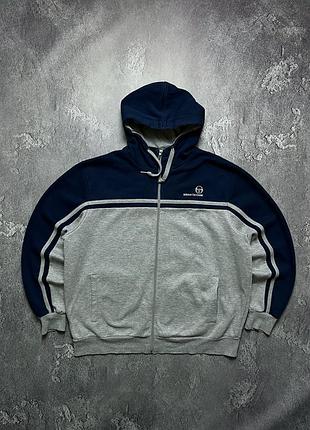 Vintage винтажное зип худи sergio tacchini сергио тачини big logo биг лого striped в полоску casual кэжуал size xl размер хл