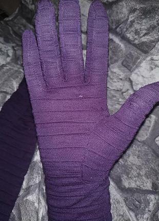 Длинные фактурные трикотажные перчатки2 фото