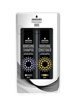 Набор "питательный" с кератином для сухих и поврежденных волос anagana professional duos nourishing (shmp/250ml + cond/250ml)