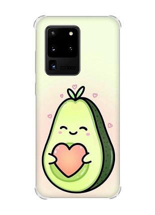 Чохол з потовщеними кутами на samsung galaxy s20 ultra :: кавай авокадо з сердечком (принт 310)
