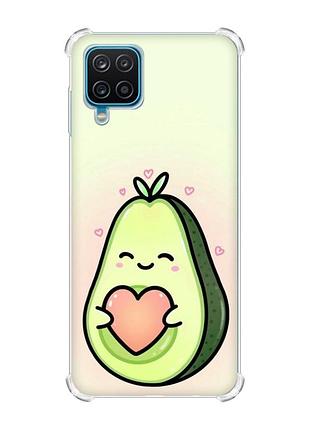 Чехол с утолщенными углами на samsung a12 4g :: кавай авокадо с сердечком (принт 310)