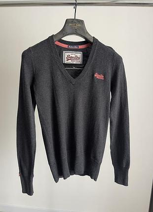 Жіночий джемпер светр superdry orange label з кашеміром s сірий