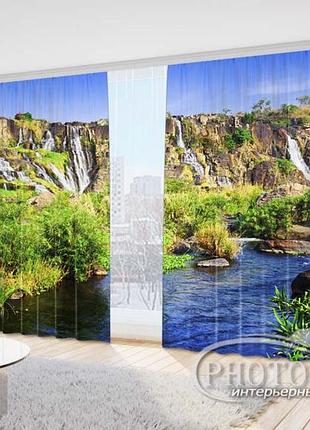 Фото шторы "водопад на скалах" 2,7м*2,9м (2 полотна по 1,45м), тесьма