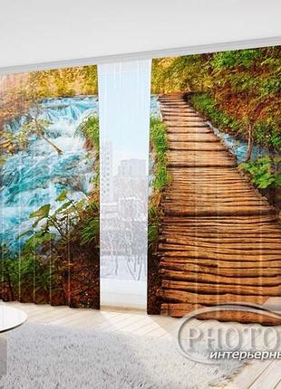 Фото шторы "дорога через водопад" 2,7м*5,0м (2 полотна по 2,50м), тесьма