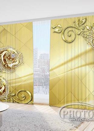 Фото штори "троянди і стрази" 2,7м*5,0м (2 полотна по 2,5м), тасьма
