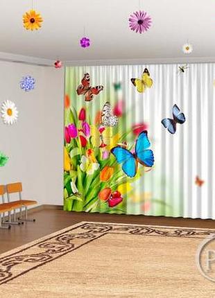 Весняні фото штори в дитячий садок "тюльпани і метелики" 2.7, 4.0