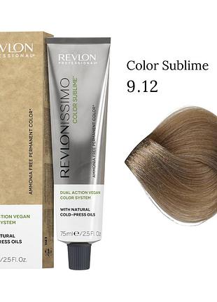 Фарба для волосся без аміаку color sublime vegan 9.12 попелясто-перлинний дуже світлий блонд, 75 мл revlon professional