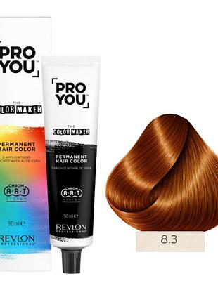 Краска для волос pro you the color maker 8.3 светлый блонд теплый золотистый. 90 мл revlon professional