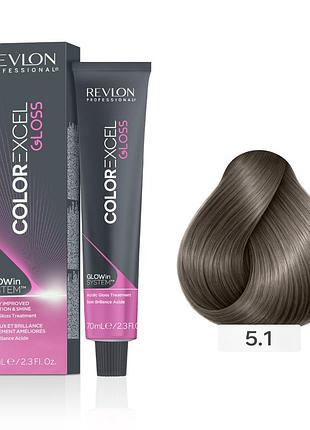 Безаммиачная краска (кислотный тонер) для волос глосс revlon professional color excel gloss 5.1 графитовый шатен, 70 мл
