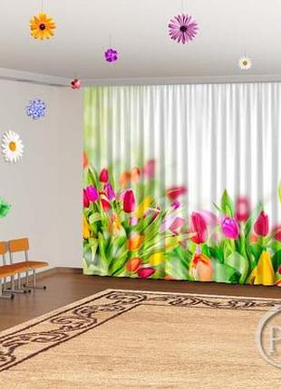 Весняні фото штори в дитячий садок "різнокольорові тюльпани" 2.7, 4.0
