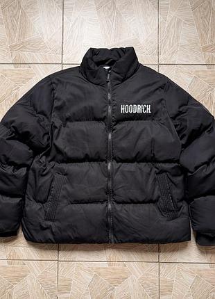 Пуховик hoodrich puffer jacket black mens m streetwear logo winter coat fw22