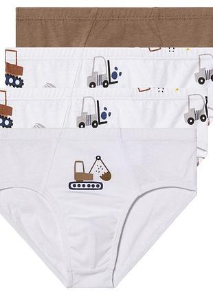Трусики слипы набор 4 шт. для мальчика lupilu трактор 461386 110-116 см (4-6 years) белый