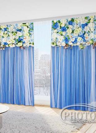Фото шторы "голубые ламбрекены" 2,7м*5,0м (2 полотна по 2,50м)