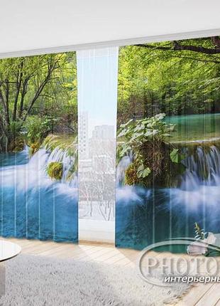 Фото шторы "водопад в лесу 1" 2,7м*2,9м (2 полотна по 1,45м), тесьма