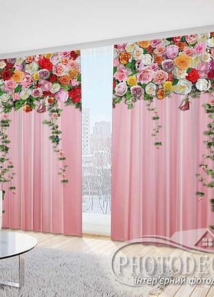 Фото шторы "нежные ламбрекены из цветов 1" 2,7м*4,0м (2 полотна по 2,0м), тесьма