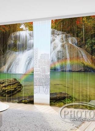 Фото шторы "радуга у водопада" 2,7м*4,0м (2 полотна по 2,0м), тесьма