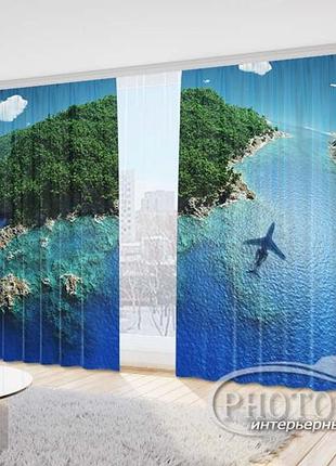 Фото шторы "над морем" 2,7м*5,0м (2 полотна по 2,5м), тесьма