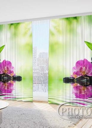 3d фото шторы "орхидеи на солнце" 2,7*5,0м (2 полотна по 2,5м), тесьма