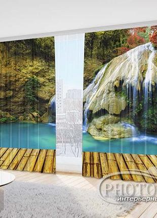 Фото штори "міст до озера" 2,7м*5,0м (2 полотна по 2,50м), тасьма