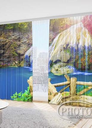 Фото штори "міст до озера 1" 2,7м*5,0м (2 полотна по 2,50м), тасьма