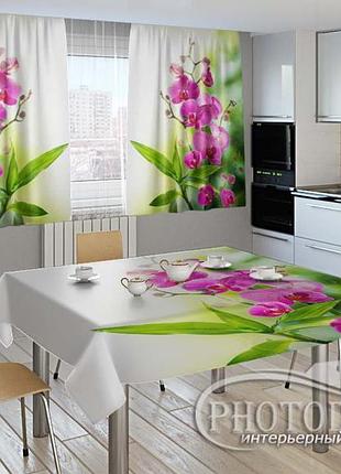 Фото комплект для кухни "краски лета" (шторы 2,0м*2,9м; скатерть 1,45м*1,7м)