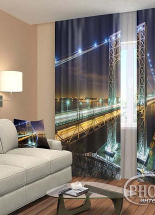 Фото шторы "мост дж. вашингтона" 2,5м*2,9м (2 полотна по 1,45м), тесьма