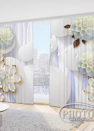 Фото штори "3d квіти 2" 2,7м*2,9м (2 полотна по 1,45м), тасьма