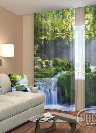 Фото штори "водоспад у тропіках" 2,5м*2,9м (2 полотна по 1,45м), тасьма