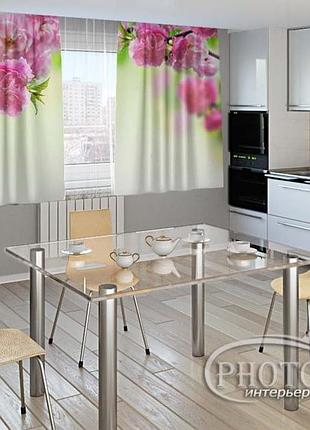 Фото штори для кухні "оксамитові іриси" 1,5м*2,5м (2 полотна по 1,25м), тасьма