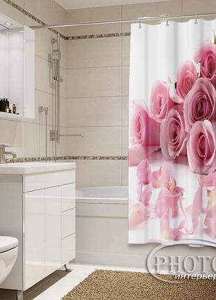 Фото шторка для ванной "лепестки роз" - цена указана за 1 м.кв. читаем описание!