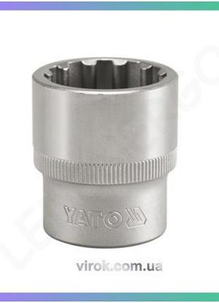 Головка торцевая yato квадрат 1/2" spline m=27мм l=42мм для гаек и болтов торцевая головка
