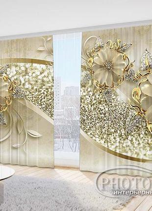 Фото штори "брошка зі стразами" 2,7м*2,9м (2 полотна по 1,45м), тасьма