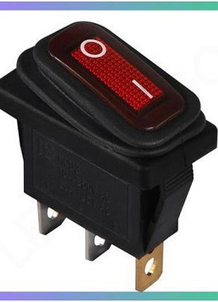 Kcd3-101nw r/b 220v перемикач 1 клав. вологозах червоний з підсвічуванням