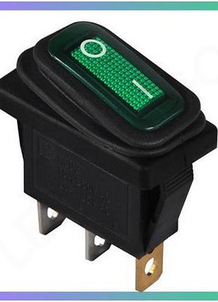 Kcd3-101nw gr/b 220v перемикач 1 клав. вологозах. зелений з підсвічуванням