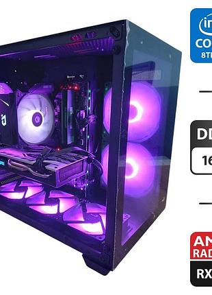 Игровой пк aerocool dryft tower / intel core i5-8400 (6 ядер по 2.8 - 4.0 ghz) / 16 gb ddr4 / 500 gb ssd m.2 + 500 gb hdd / amd