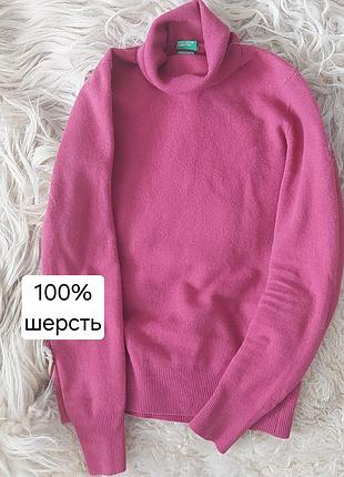 Гольф, водолазка, свитер из 100% шерсти мериноса, benetton