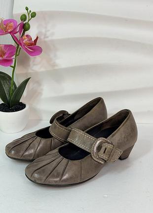 Ідеальні фактурні шкіряні туфельки мері джейн з пряжкою gabor comfort 36р