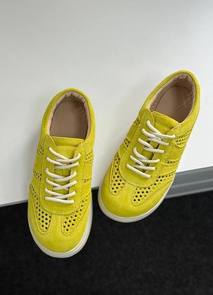 Женские кеды barefoot анатомические с перфорацией лайм натуральная замша 11953