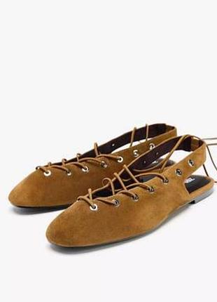 Замшевые балетки zara p41