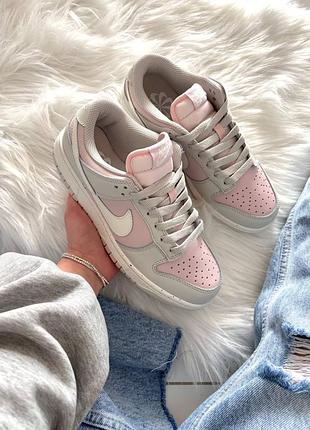 Кроссовки nike sb dunk low grey pink арт 0376