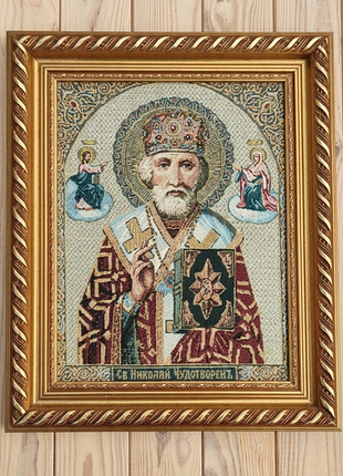 Гобілен картина ікона св.миколая чудотворця,рама ,90-х років