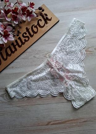 Мереживні трусики hunkemoller high leg brasillian lace snow white m