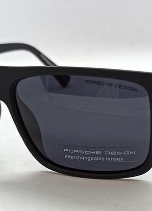 Мужские брендовые солнцезащитные очки черные матовые поляризованные