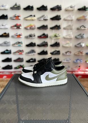 Оригінал!кросівки air jordan 1 low white/olive(553558-092)