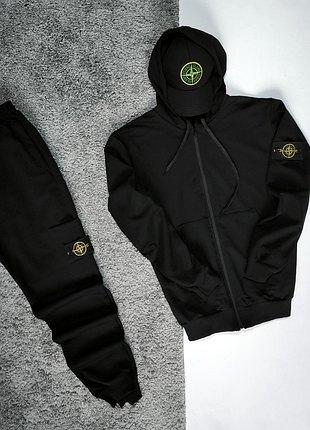 Мужской спортивный костюм stone island черный | тон айленд весна-осень