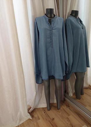 Джинсовая с пайетками рубашка 👕 туника италия