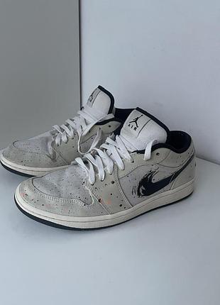 Jordan 1 low brushstroke swoosh paint splatter 41р