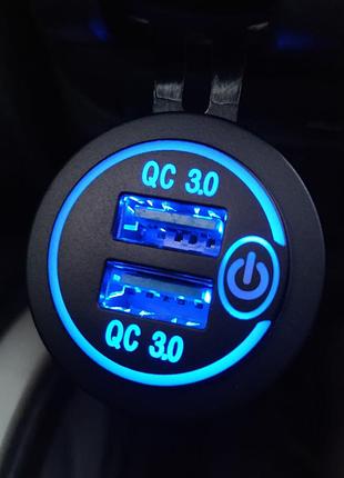 Usb зарядка в авто/врезной usb юбс зарядка в авто qc 3.0 12-24v с кнопкой включения